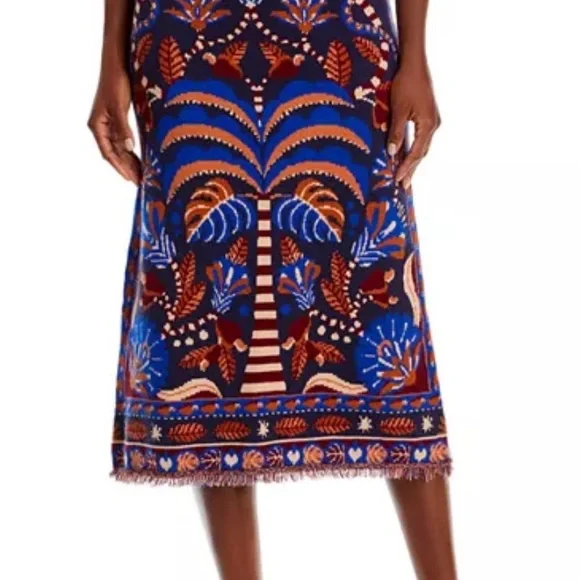 FARM Rio Blue Nature Beauty Scarf Knit Skirt - Picture 2 of 3